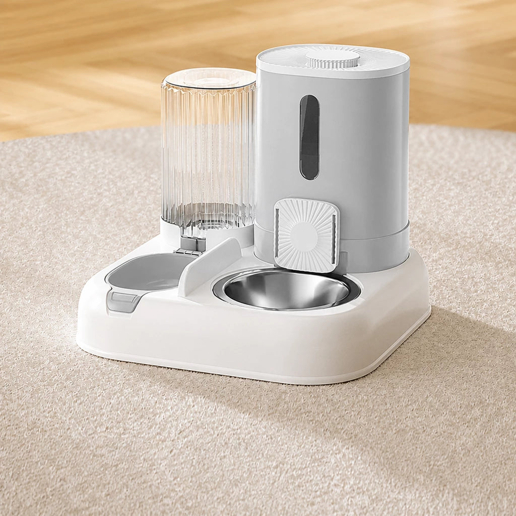 Automatic Pet Feeder with Separate Food and Water Bowls