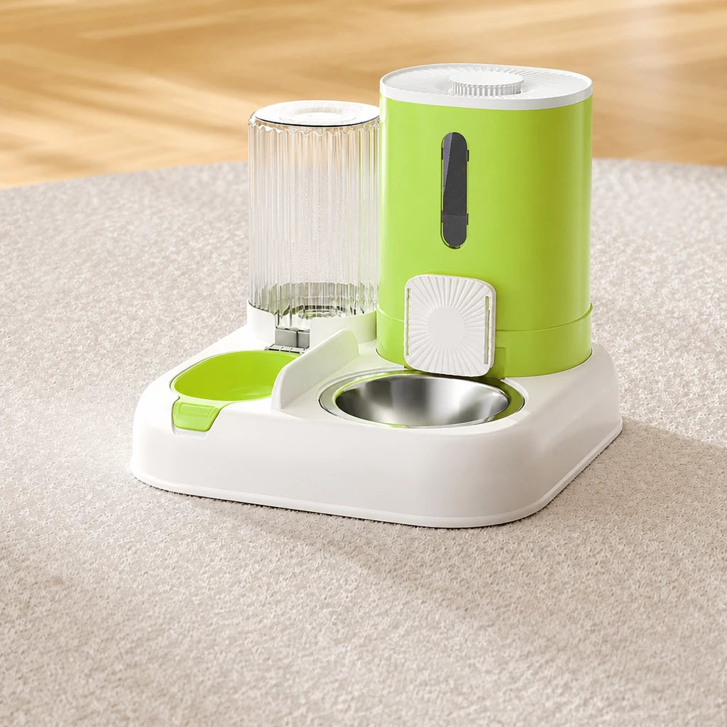 Automatic Pet Feeder with Separate Food and Water Bowls