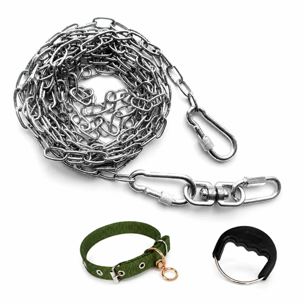304 Stainless Steel Chain Dog Leash, Collar & Handle Set