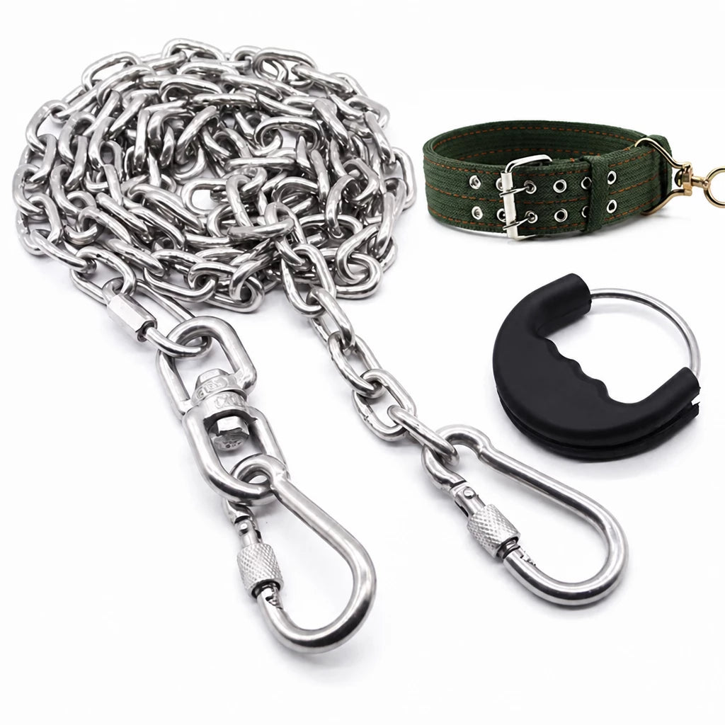 304 Stainless Steel Chain Dog Leash, Collar & Handle Set