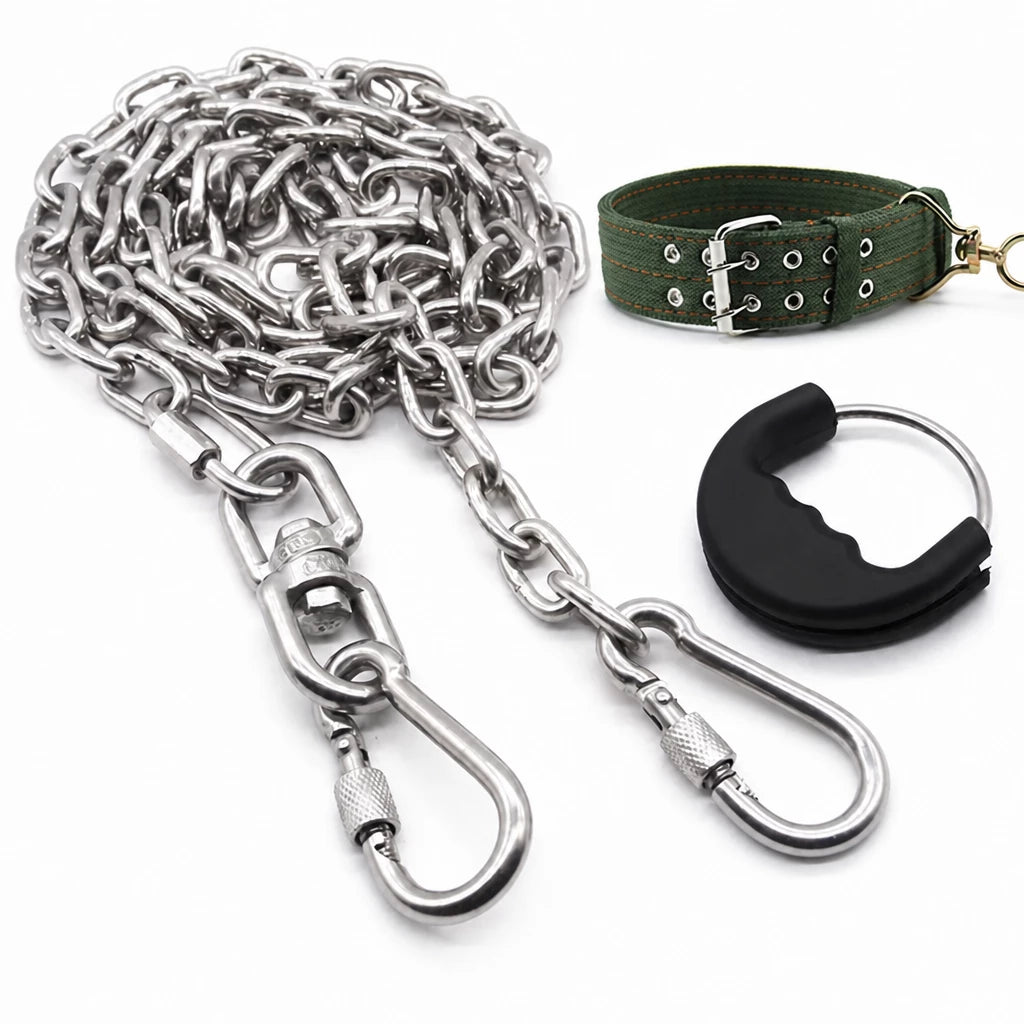 304 Stainless Steel Chain Dog Leash, Collar & Handle Set
