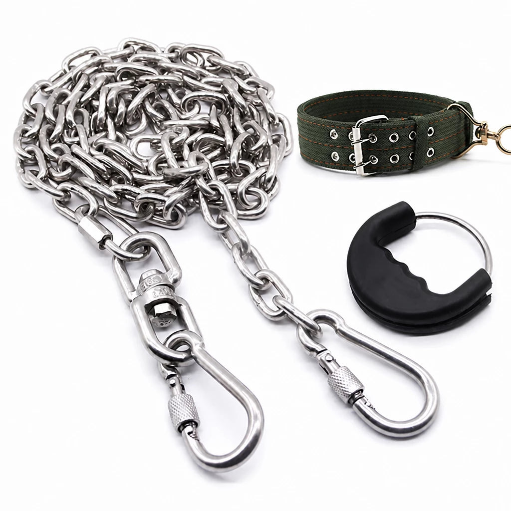 304 Stainless Steel Chain Dog Leash, Collar & Handle Set