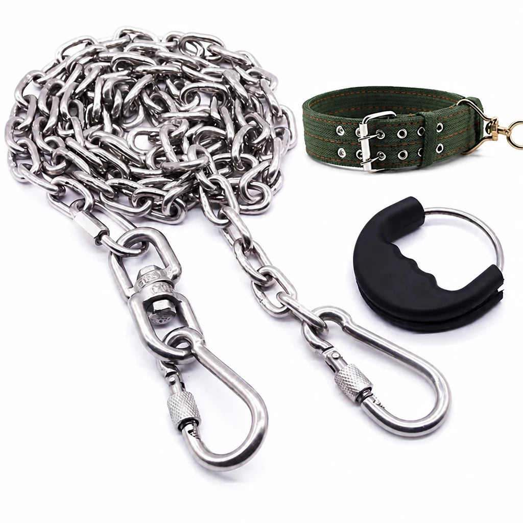 304 Stainless Steel Chain Dog Leash, Collar & Handle Set