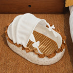French-Style Cat Bed with Rocking Cradle Base