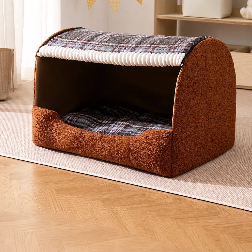 Enclosed Dog Bed with House-Style Design
