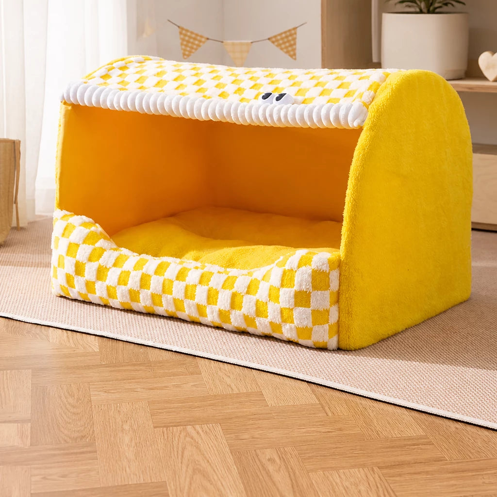 Enclosed Dog Bed with House-Style Design