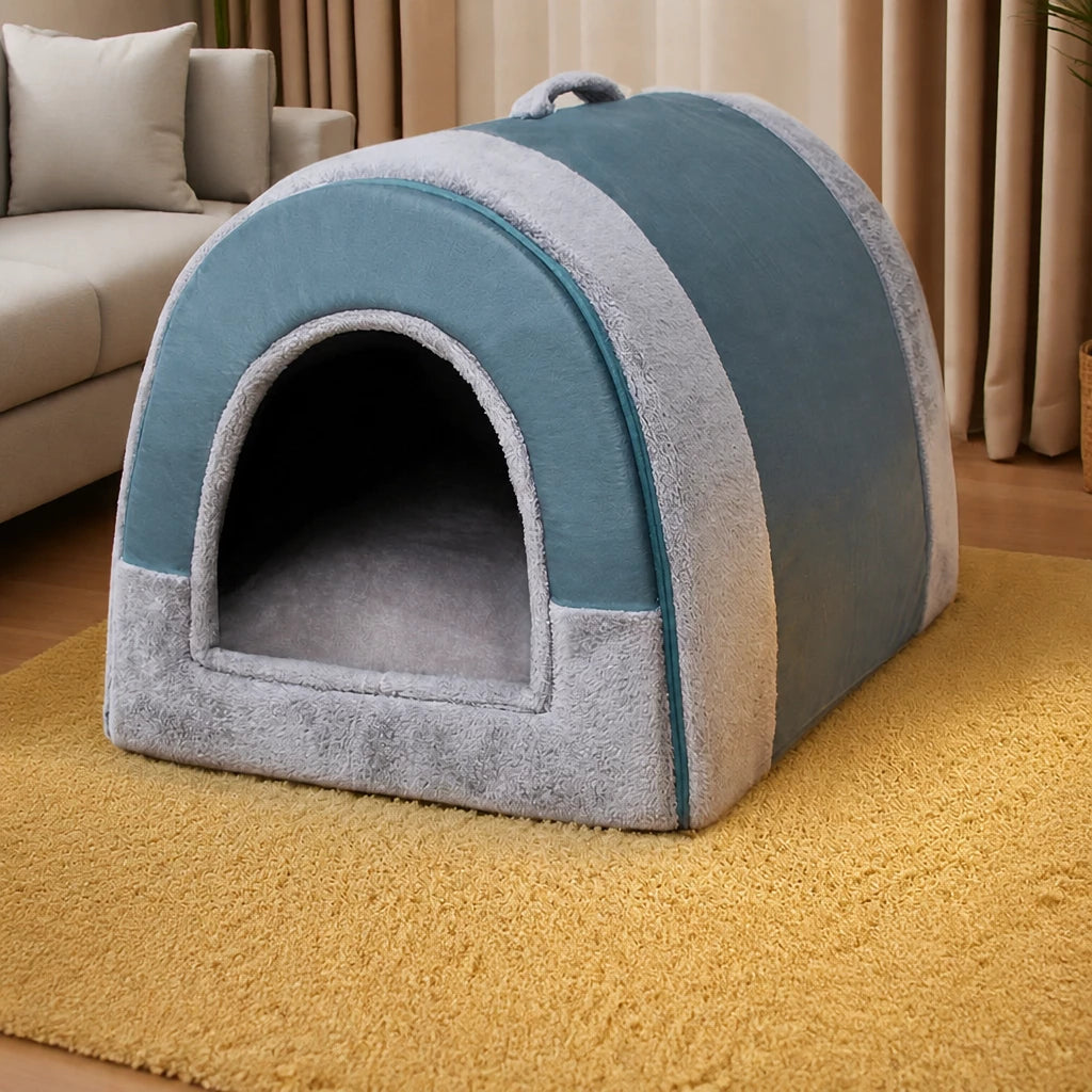 Enclosed Washable Pet House Bed