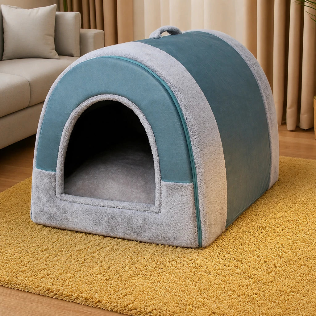 Enclosed Washable Pet House Bed