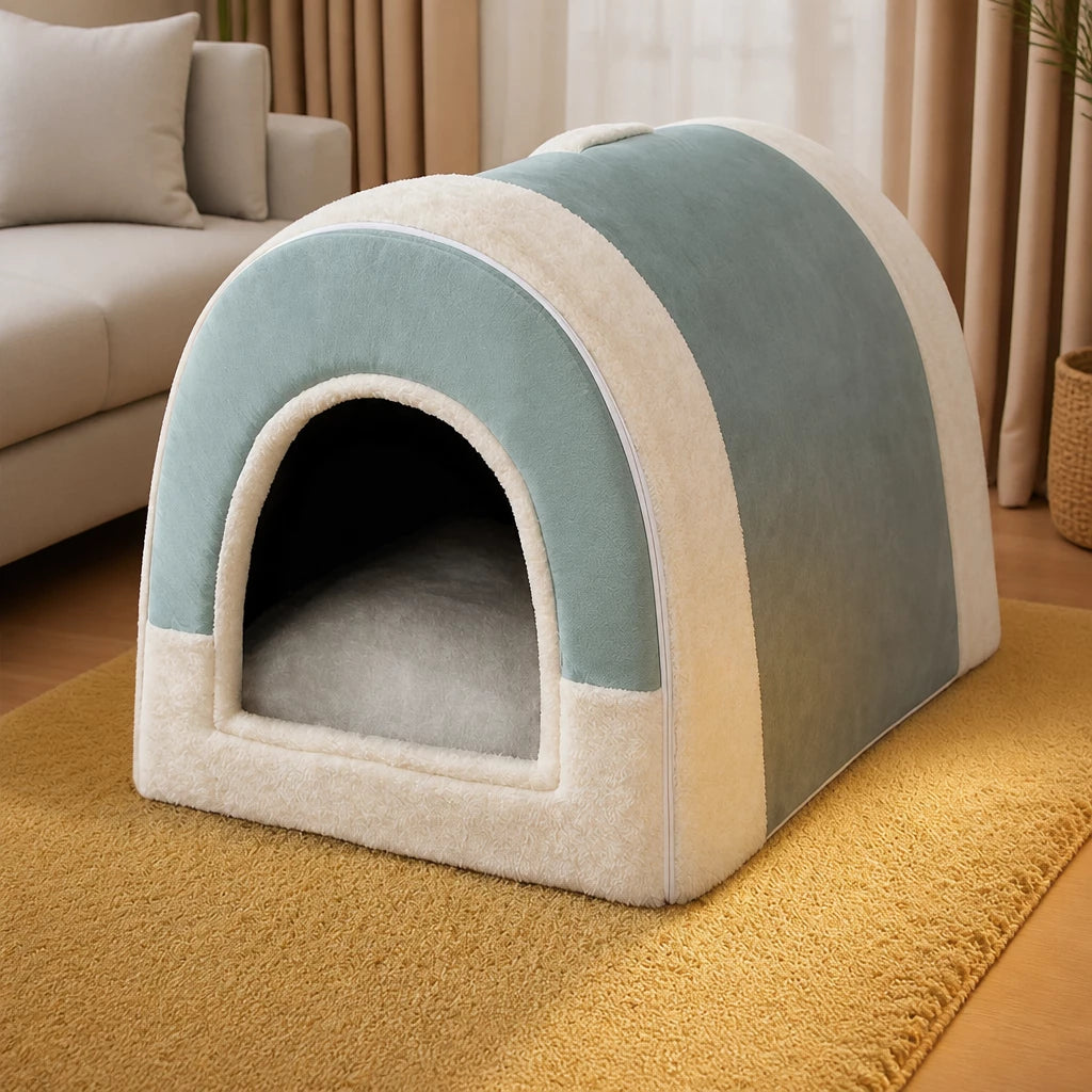 Enclosed Washable Pet House Bed