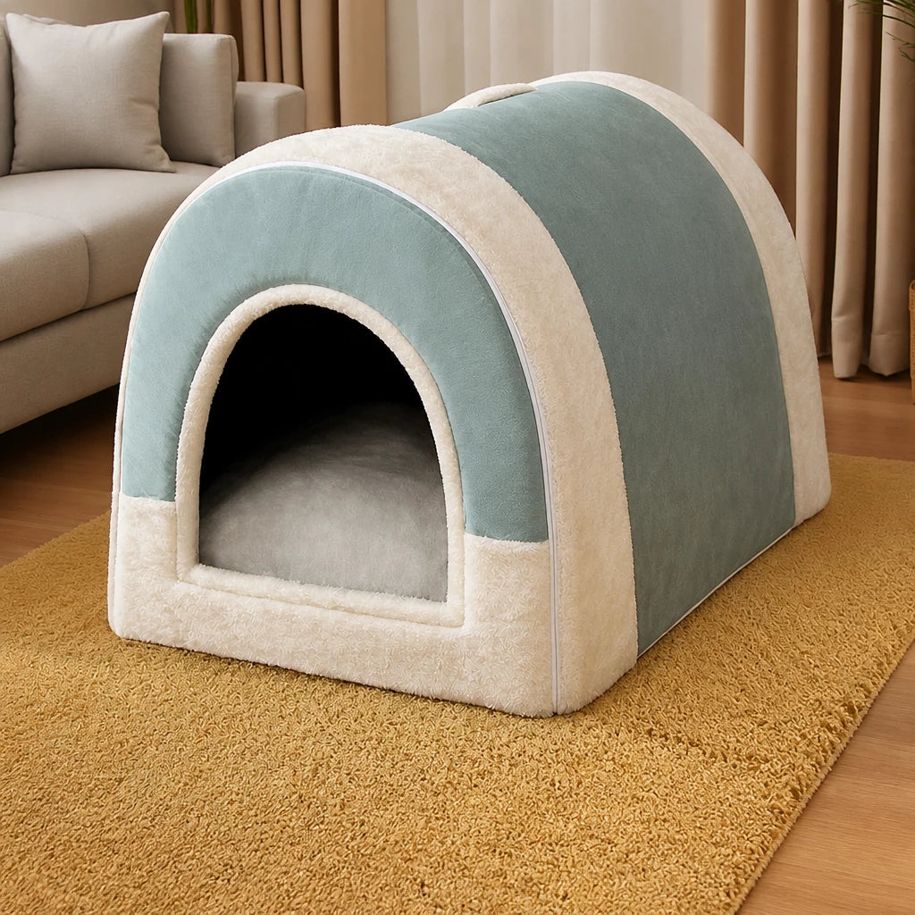 Enclosed Washable Pet House Bed
