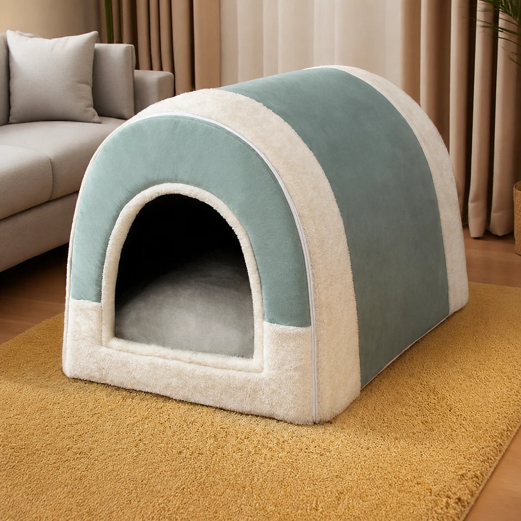 Enclosed Washable Pet House Bed
