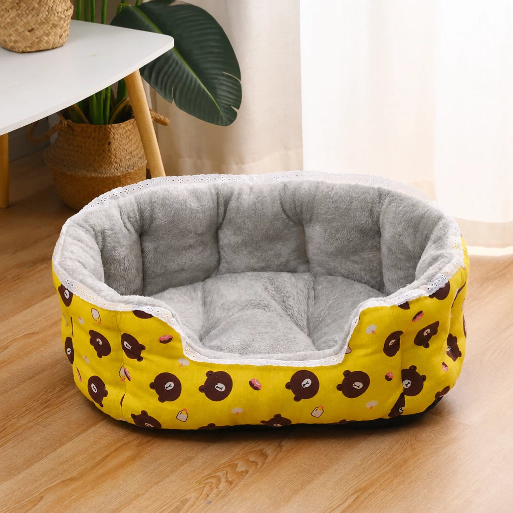 Semi-Enclosed Plush Pet Bed for Cats and Small Dogs
