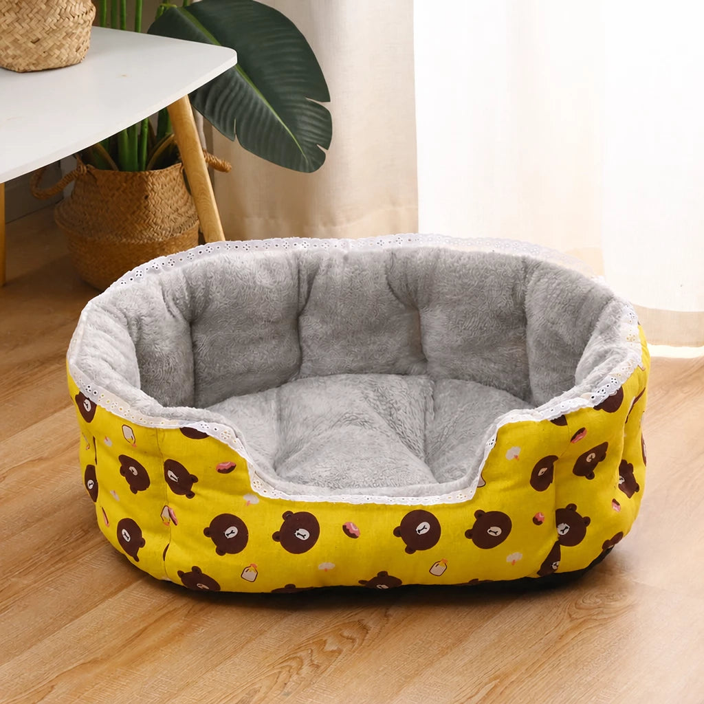 Semi-Enclosed Plush Pet Bed for Cats and Small Dogs