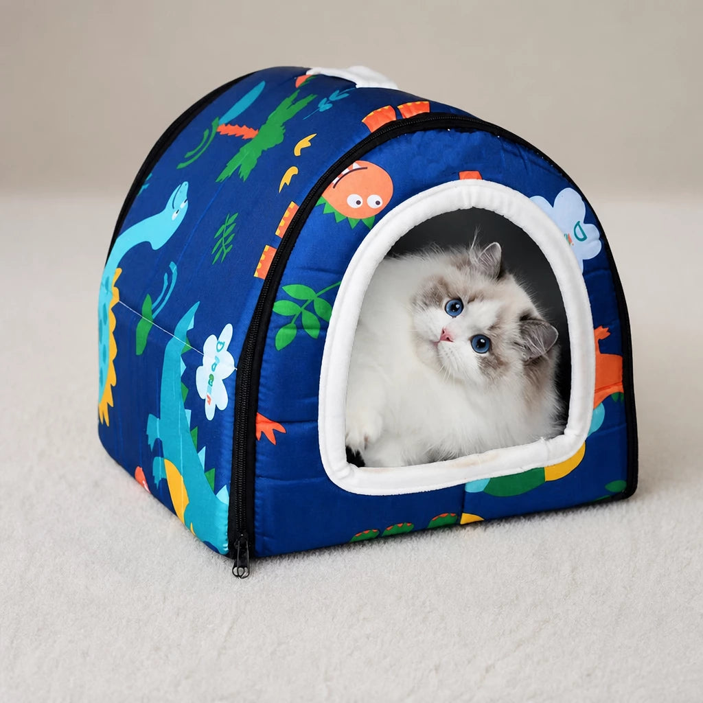 Waterproof Semi-Enclosed Dog & Cat Bed with Removable, Washable Design