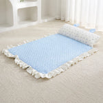 Cotton-Linen Pet Mat with Bunny-Ear Pillow for Cats and Dogs