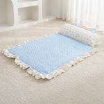 Cotton-Linen Pet Mat with Bunny-Ear Pillow for Cats and Dogs