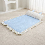 Cotton-Linen Pet Mat with Bunny-Ear Pillow for Cats and Dogs