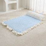 Cotton-Linen Pet Mat with Bunny-Ear Pillow for Cats and Dogs