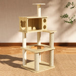 Cat Tree with Enclosed Cat House and Scratching Board