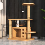 Cat Tree with Enclosed Cat House and Scratching Board
