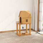 Cat Tree with Enclosed Cat House and Scratching Board