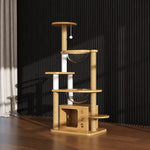 Cat Tree with Enclosed Cat House and Scratching Board