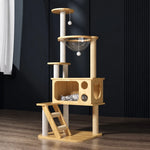 Cat Tree with Enclosed Cat House and Scratching Board