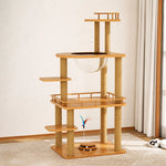 Cat Tree with Enclosed Cat House and Scratching Board