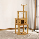 Cat Tree with Enclosed Cat House and Scratching Board