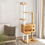 Cat Tree with Enclosed Cat House and Scratching Board