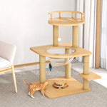 Cat Tree with Enclosed Cat House and Scratching Board