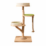 Solid Wood Cat Tree with Cat House and Hanging Basket