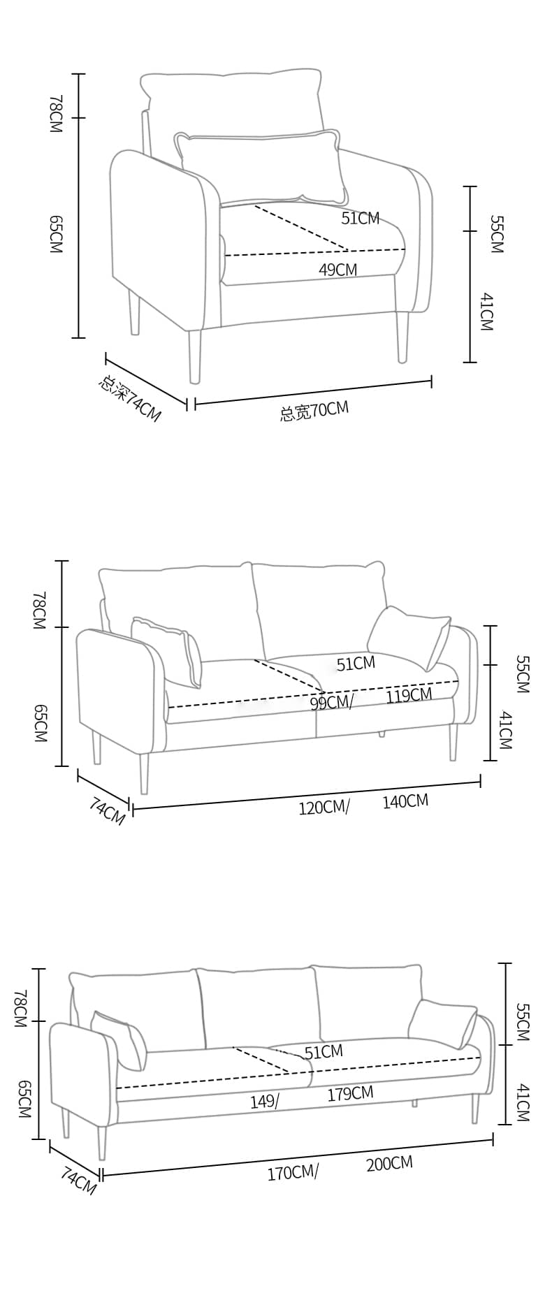 Luxurious Multi-Color Sofa Collection: Premium Techno Fabric & Cotton Upholstery ja-19