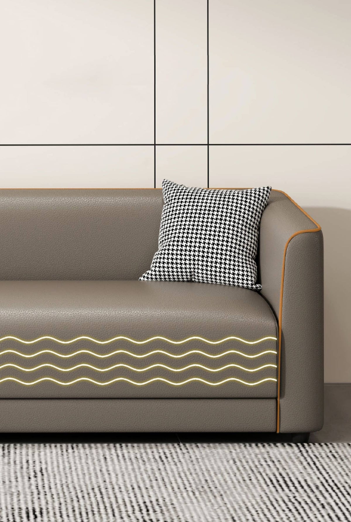 Stylish Multi-Color Modern Sofa: Luxe Light Gray, Orange, Dark Green & Blue in Premium Fabric & Cotton ja-21