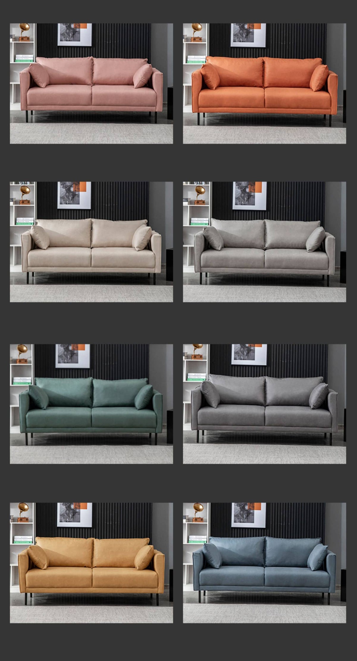 Stylish Multi-Color Fabric Sofas: Orange, Dark Green, Blue, and More - Ultimate Comfort & Elegance! ja-22