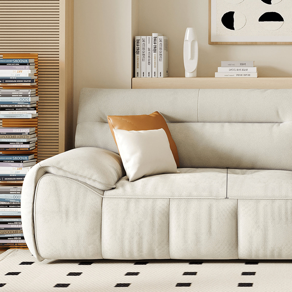 Luxurious Off-White Sofa with Gary Light Green and Orange Accents - Premium Cotton Upholstery jy-115