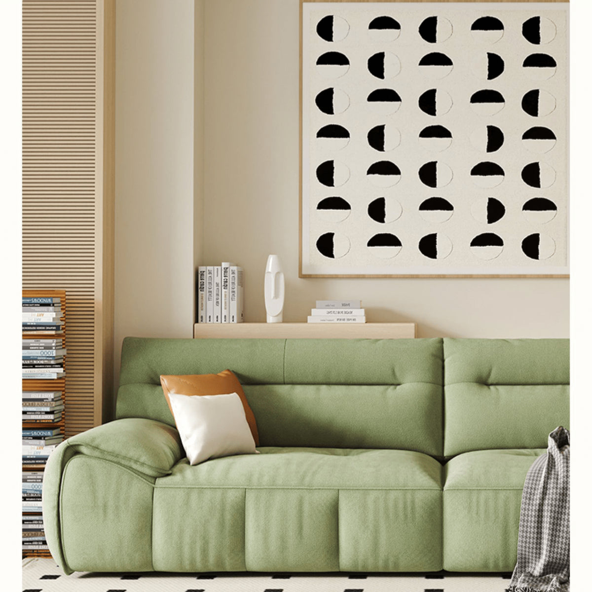 Luxurious Off-White Sofa with Gary Light Green and Orange Accents - Premium Cotton Upholstery jy-115