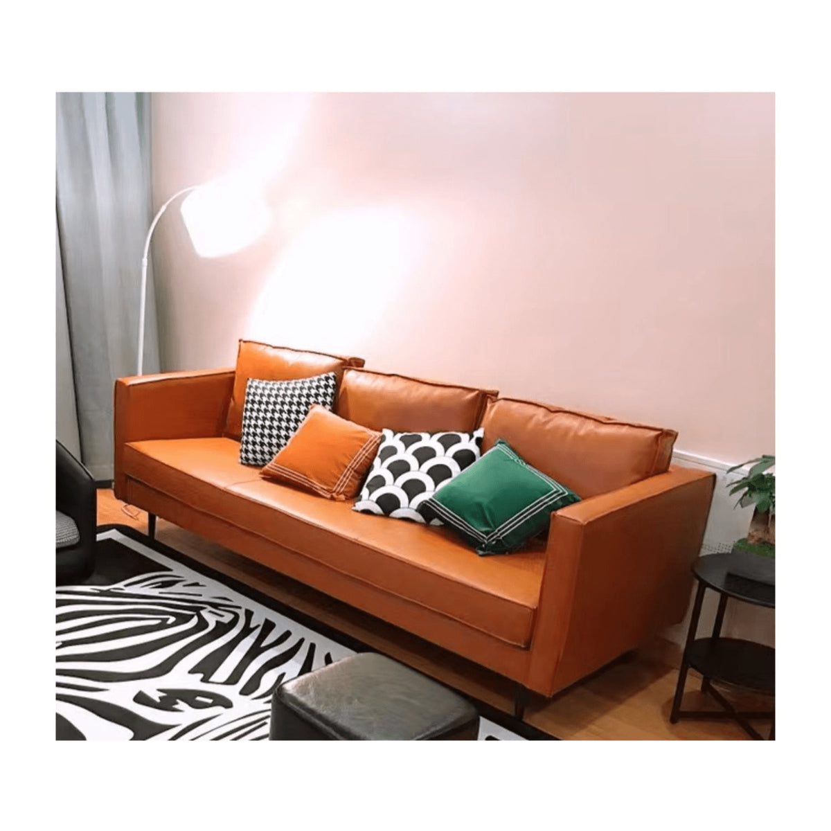 Durable Scratch-Resistant Cotton Sofa in Modern Light Brown & Dark Black jy-116