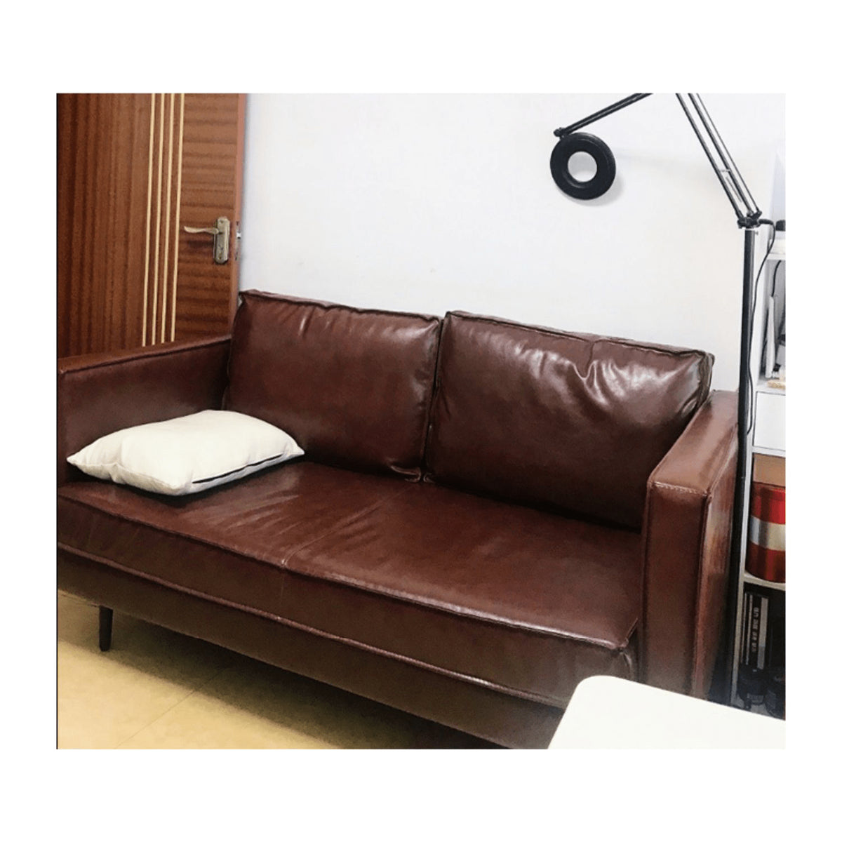 Durable Scratch-Resistant Cotton Sofa in Modern Light Brown & Dark Black jy-116