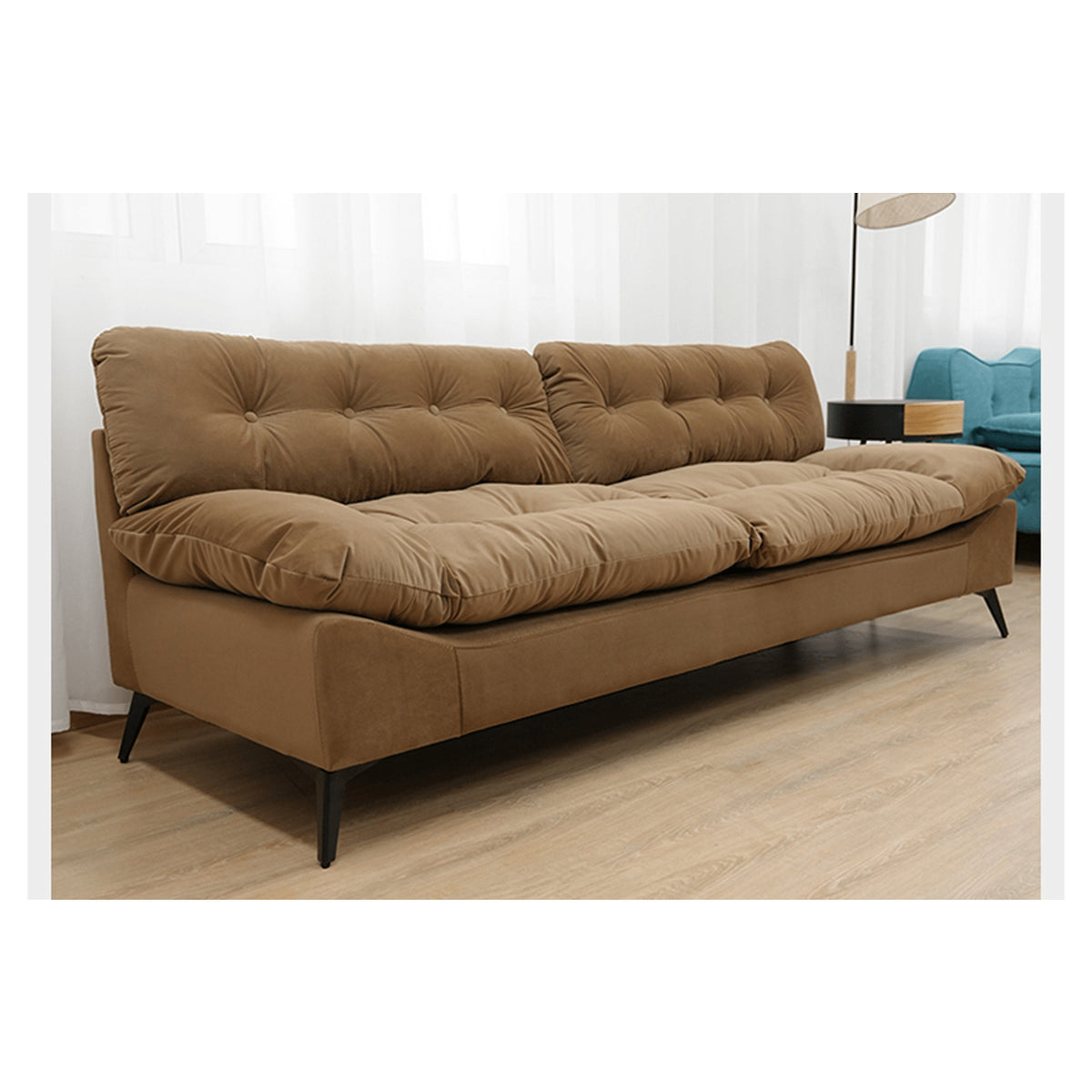 Stylish Modern Sofa in Premium Off White Techno Fabric - Comfortable, Durable & Elegant Seating jy-118