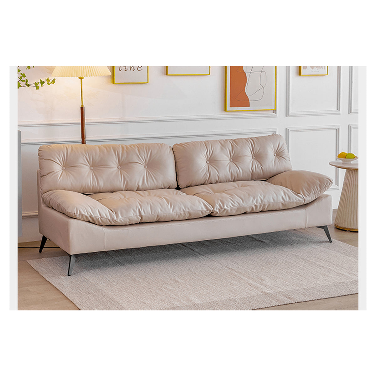 Stylish Modern Sofa in Premium Off White Techno Fabric - Comfortable, Durable & Elegant Seating jy-118