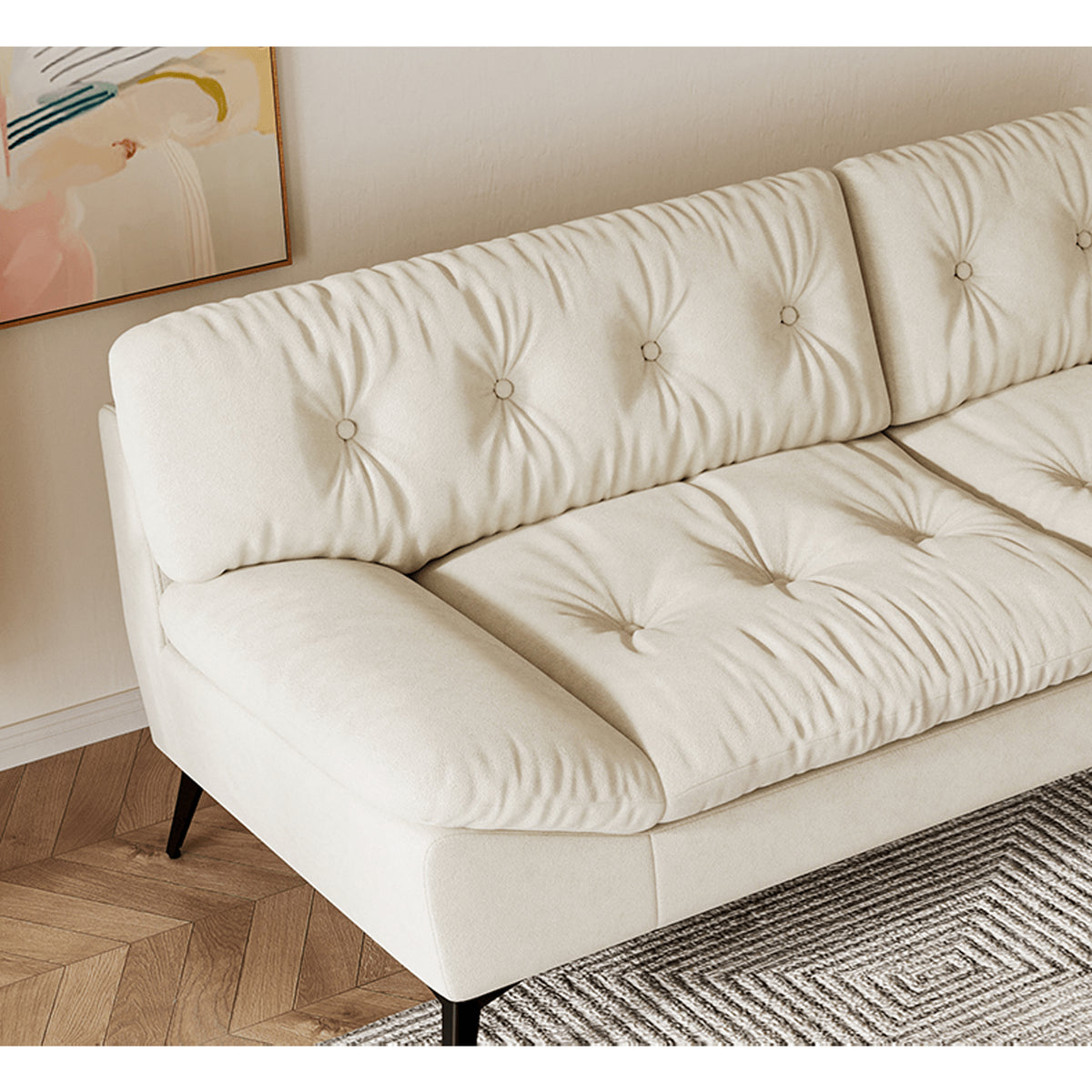 Stylish Modern Sofa in Premium Off White Techno Fabric - Comfortable, Durable & Elegant Seating jy-118