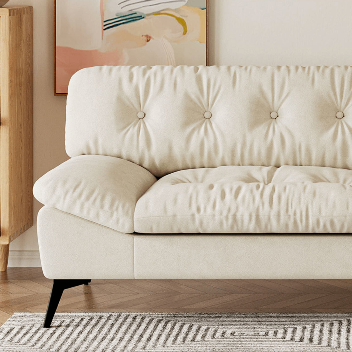 Stylish Modern Sofa in Premium Off White Techno Fabric - Comfortable, Durable & Elegant Seating jy-118