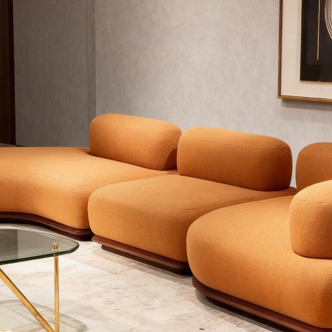 Understated Luxury Italian Minimalist Solid Wood Curved Sofa for Living Room kjmx-0209-50