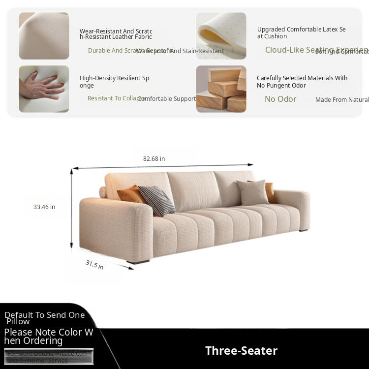 Modern Minimalist Cream Cotton-Linen Fabric Sofa, Straight-Line 3-Seater for Living Room lm-0207-49