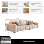 Modern Minimalist Cream Cotton-Linen Fabric Sofa, Straight-Line 3-Seater for Living Room lm-0207-49
