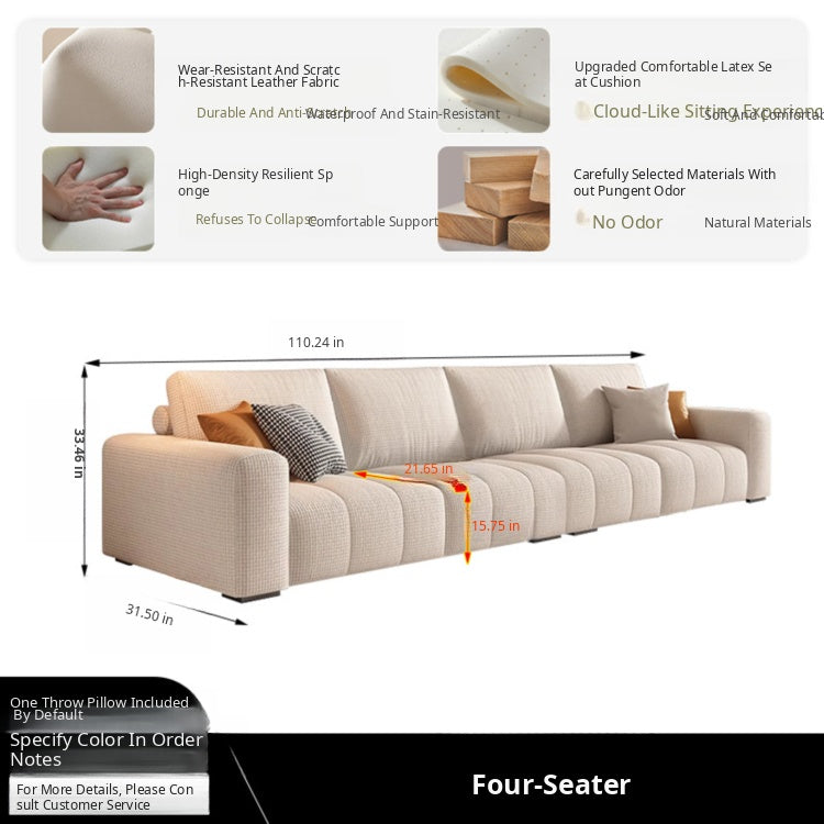 Modern Minimalist Cream Cotton-Linen Fabric Sofa, Straight-Line 3-Seater for Living Room lm-0207-49