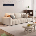 Modern Minimalist Cream Cotton-Linen Fabric Sofa, Straight-Line 3-Seater for Living Room lm-0207-49