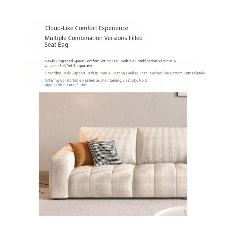 Modern Minimalist Cream Cotton-Linen Fabric Sofa, Straight-Line 3-Seater for Living Room lm-0207-49
