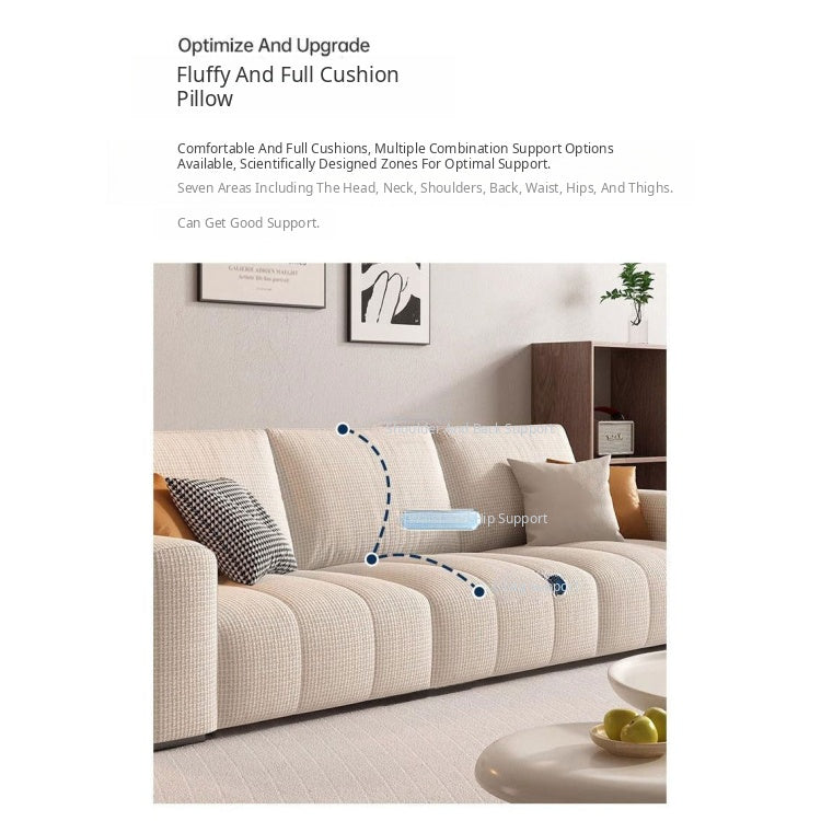 Modern Minimalist Cream Cotton-Linen Fabric Sofa, Straight-Line 3-Seater for Living Room lm-0207-49